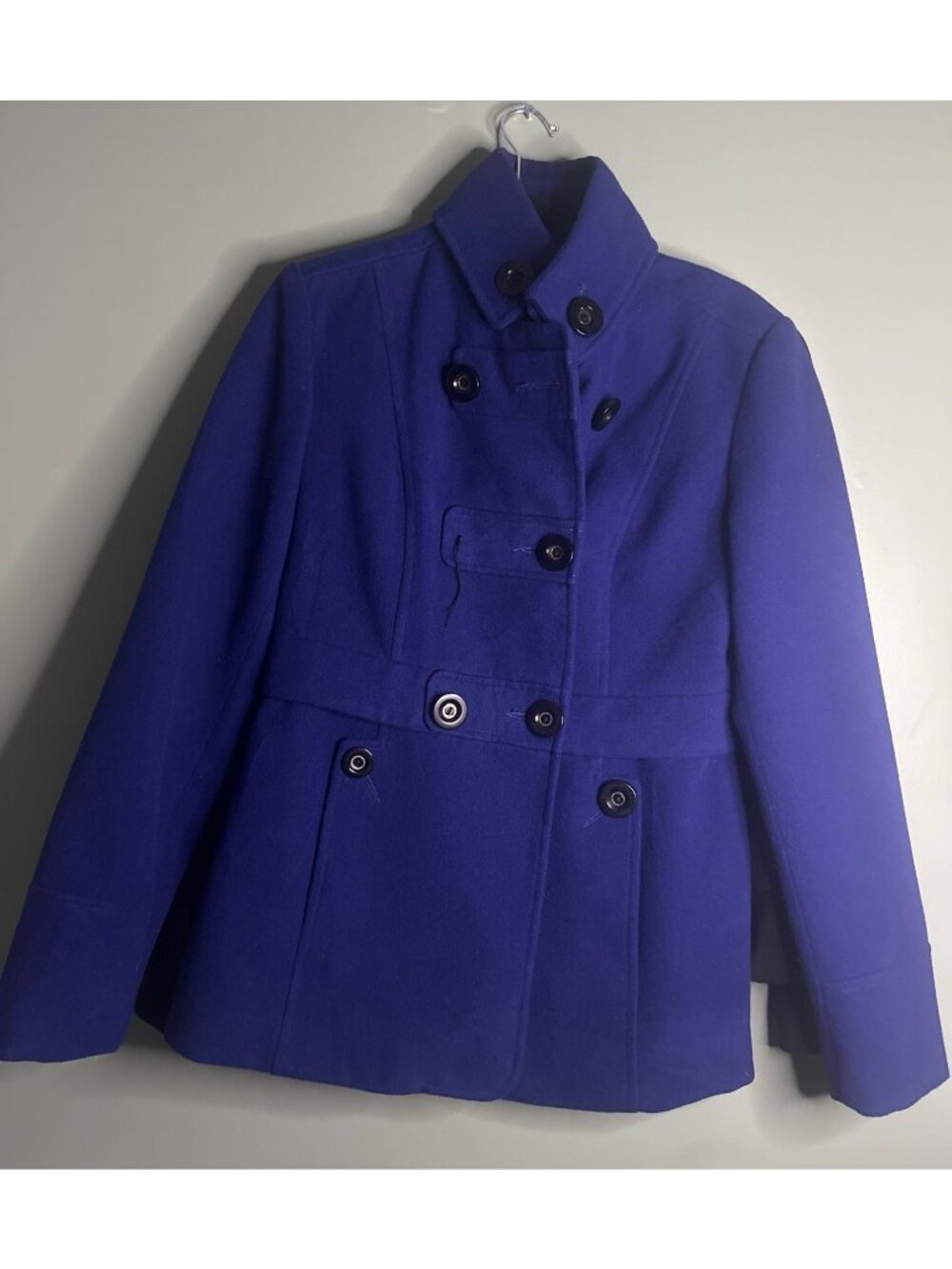 Womens S Georgiou Studio Cobalt Blue Military Jacket Double Breasted Peacoat